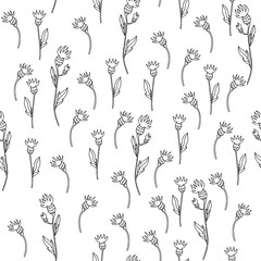 Seamless background with hand-drawn floral cornflower pattern.  It can be used for decoration of textile, paper and other surfaces.