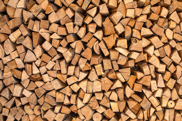Texture, chopped firewood from different species of trees.