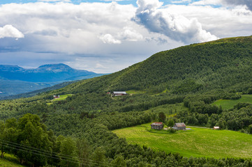 Obraz premium Norway landscape with old farms