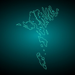 Map of faroe Islands. Wire frame 3D mesh polygonal network line, design sphere, dot and structure. communications map of faroe Islands. - Vector