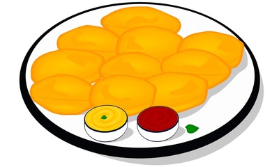 Aloo Pakora indian snacks Vector