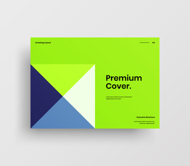 Creative business presentation vector A4 horizontal orientation front page mock up. Modern corporate report cover abstract geometric illustration design layout. Company identity brochure template.