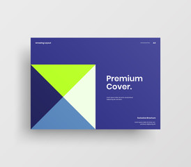 Creative business presentation vector A4 horizontal orientation front page mock up. Modern corporate report cover abstract geometric illustration design layout. Company identity brochure template.