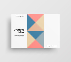 Creative business presentation vector A4 horizontal orientation front page mock up. Modern corporate report cover abstract geometric illustration design layout. Company identity brochure template.