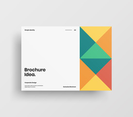 Creative business presentation vector A4 horizontal orientation front page mock up. Modern corporate report cover abstract geometric illustration design layout. Company identity brochure template.