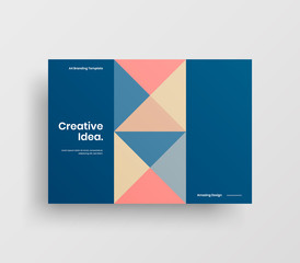 Creative business presentation vector A4 horizontal orientation front page mock up. Modern corporate report cover abstract geometric illustration design layout. Company identity brochure template.