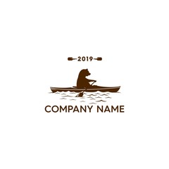 Abstract bear on kayak logo