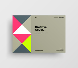 Creative business presentation vector A4 horizontal orientation front page mock up. Modern corporate report cover abstract geometric illustration design layout. Company identity brochure template.