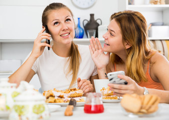 Girl is overhears what her girlfriend is talking to her boyfriend by phone