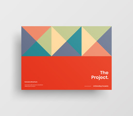 Creative business presentation vector A4 horizontal orientation front page mock up. Modern corporate report cover abstract geometric illustration design layout. Company identity brochure template.