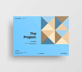 Creative business presentation vector A4 horizontal orientation front page mock up. Modern corporate report cover abstract geometric illustration design layout. Company identity brochure template.
