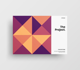 Creative business presentation vector A4 horizontal orientation front page mock up. Modern corporate report cover abstract geometric illustration design layout. Company identity brochure template.