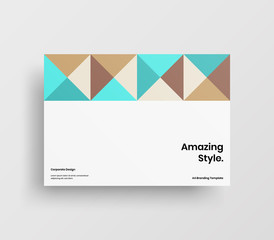 Fototapeta premium Creative business presentation vector A4 horizontal orientation front page mock up. Modern corporate report cover abstract geometric illustration design layout. Company identity brochure template.