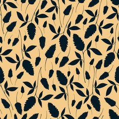 Vintage seamless pattern with hand drawn branches.