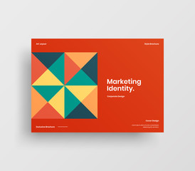 Creative business presentation vector A4 horizontal orientation front page mock up. Modern corporate report cover abstract geometric illustration design layout. Company identity brochure template.