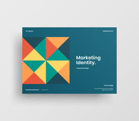 Creative business presentation vector A4 horizontal orientation front page mock up. Modern corporate report cover abstract geometric illustration design layout. Company identity brochure template.
