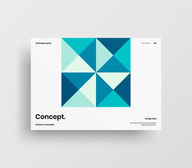 Creative business presentation vector A4 horizontal orientation front page mock up. Modern corporate report cover abstract geometric illustration design layout. Company identity brochure template.