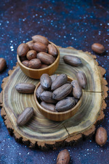 Pecan nuts on light background,top view