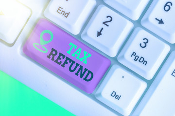 Word writing text Tax Refund. Business photo showcasing refund on tax when the tax liability is...