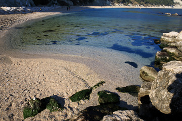 Sirolo (AN), Italy - January 1, 2019: San Michele beach, Riviera del Conero, Adriatic Sea, Sirolo,...