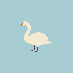 Cartoon white goose. Cute Cartoon white goose, Vector illustration on a white background. Drawing for children.