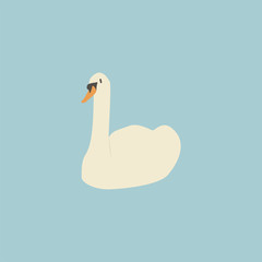 Cartoon white goose. Cute Cartoon white goose, Vector illustration on a white background. Drawing for children.