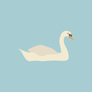 Cartoon white goose. Cute Cartoon white goose, Vector illustration on a white background. Drawing for children.