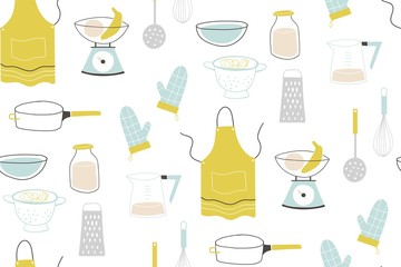 Colorful pattern sets of icon for cooking and dinning