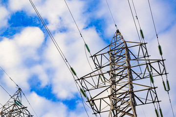 electrical supports on sky background