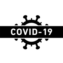 Stop CoVid-19 alert icon. Vector concept illustration of Covid-19 virus | flat design infographic icon black on white background