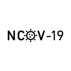 nCov 19 icon. Vector concept illustration of Covid-19 virus | flat design infographic icon black on white background