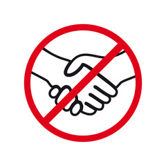 Don't handshake icon vector. Linear style sign for mobile concept and web design. round Symbol illustration. Business concept with hands. Flat clipart on white background.