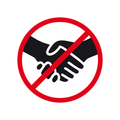 Don't handshake icon vector. Linear style sign for mobile concept and web design. round Symbol illustration. Business concept with hands. Flat clipart on white background.