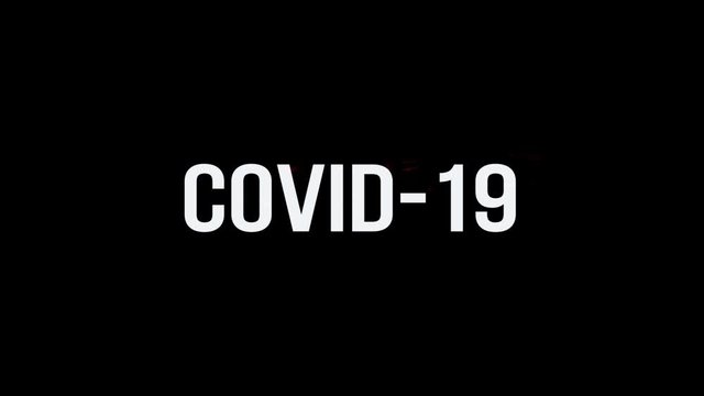 COVID-19. Animation of Text With Glitch Effect. Alpha Channel