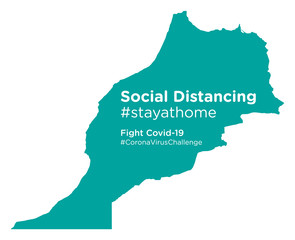 Morocco map with Social Distancing stayathome tag