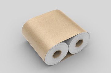 Blank Soft Toilet Paper Roll For Branding, 3d render illustration.