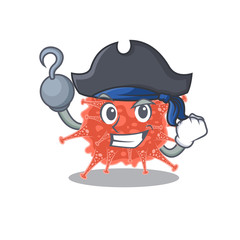 Cool orthocoronavirinae in one hand Pirate cartoon design style with hat