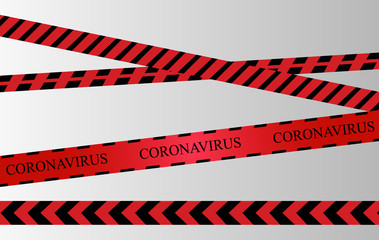 Caution tape on black background. Do not cross texted yellow crossed ribbons with light effect. Warning line in flat style, dangerous zone sign, vector illustration.