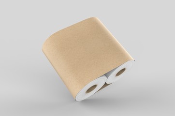Blank Soft Toilet Paper Roll For Branding, 3d render illustration.