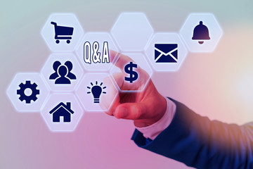 Word writing text Q And A. Business photo showcasing a period of time or an occasion when someone...