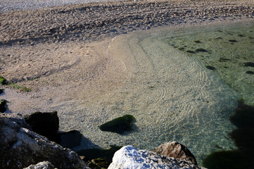 Sirolo (AN), Italy - January 1, 2019: San Michele beach, Riviera del Conero, Adriatic Sea, Sirolo,...