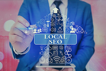 Handwriting text writing Local Seo. Conceptual photo helps businesses promote products and services...