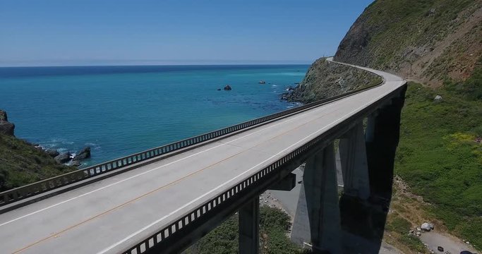 Flying along Limekiln Creek Bridge, Highway 1 Big Sur, CA	