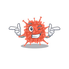 Smiley orthocoronavirinae cartoon design style showing wink eye
