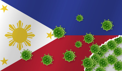 Flag of Philippines with outbreak virus. Epidemic or Pandemic coronavirus, sars, mers, influenza...