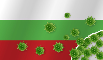 Flag of Bulgaria with outbreak virus. Epidemic or Pandemic coronavirus, sars, mers, influenza...