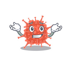 Happy face of orthocoronavirinae mascot cartoon style