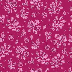 Abstract seamless pattern with flowers on a red background