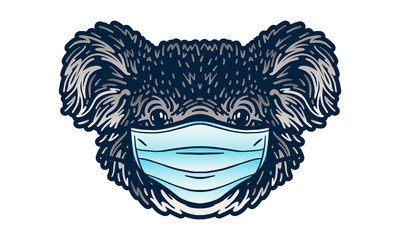 Portrait of a koala bear wearing medical mask. Coronavirus concept. Respiratory protection. © Janja