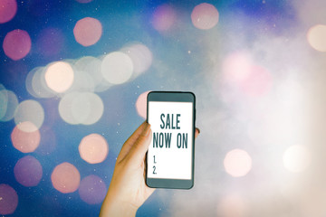 Word writing text Sale Now On. Business photo showcasing Discounts and promotional sales retail...